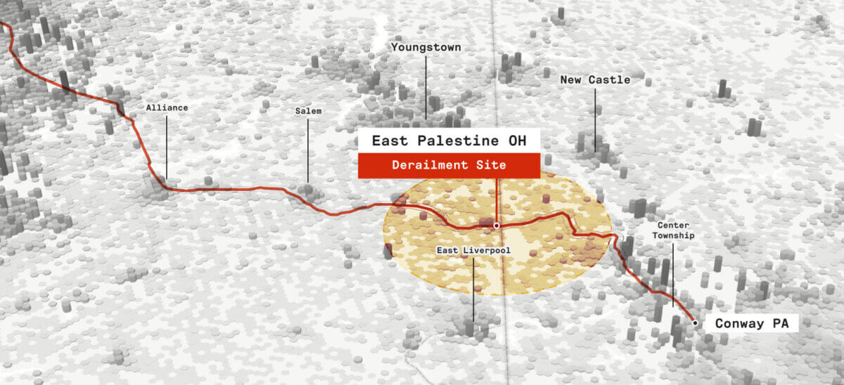 Impacts of the East Palestine Train Derailment Mapped