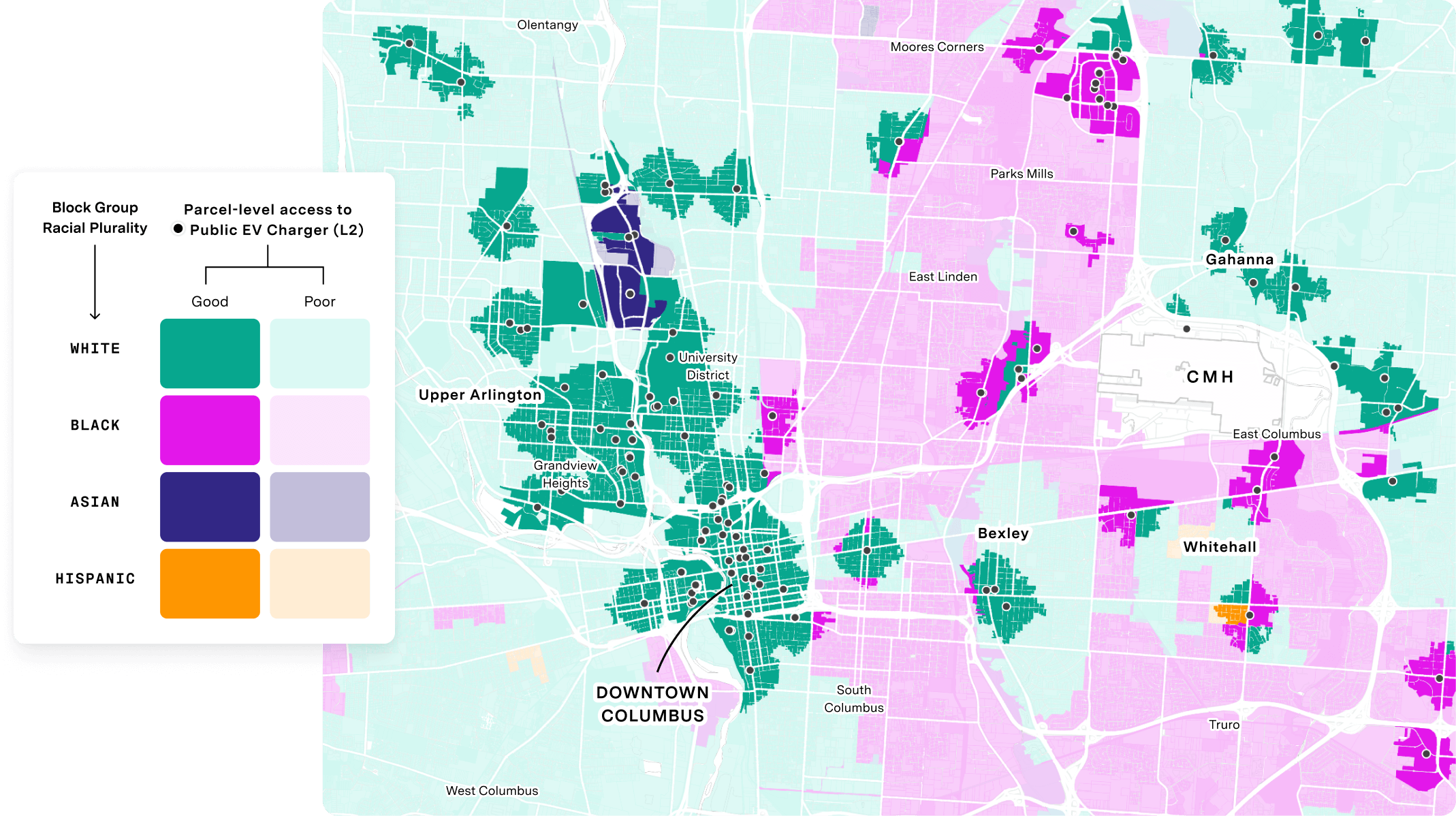 Racial Plurality Map of EV Chargers